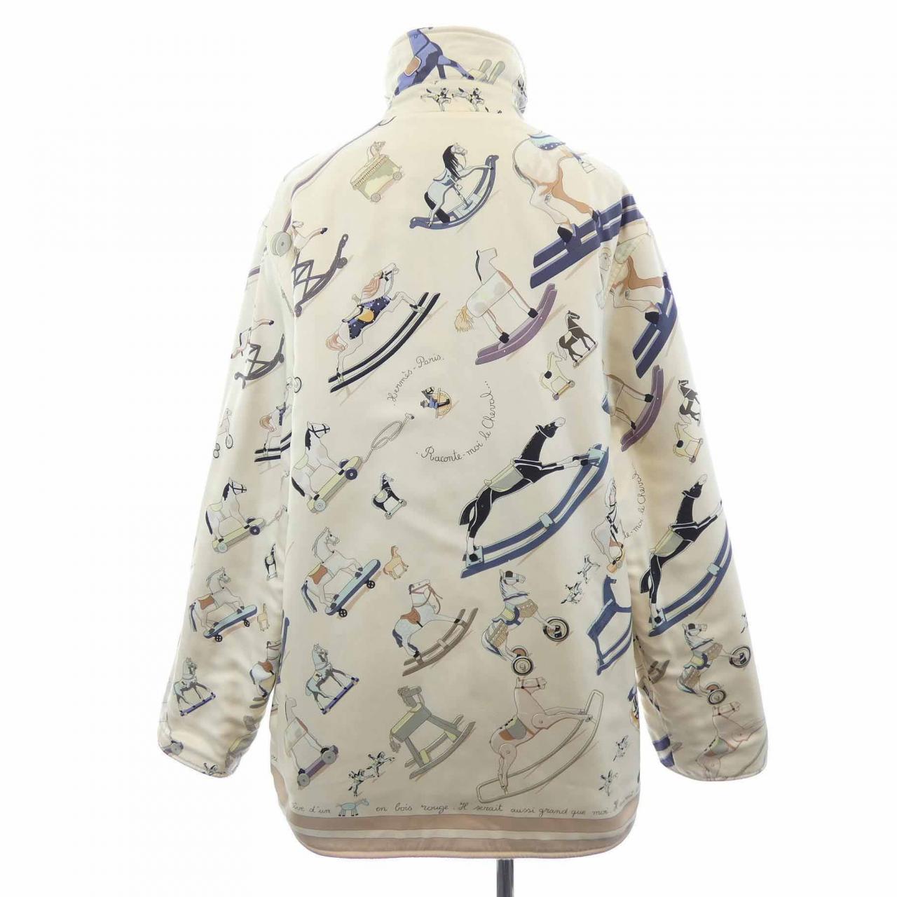 エルメス CHEVAL ツイルレーヌ シルク カシミヤ ポリエステル コート