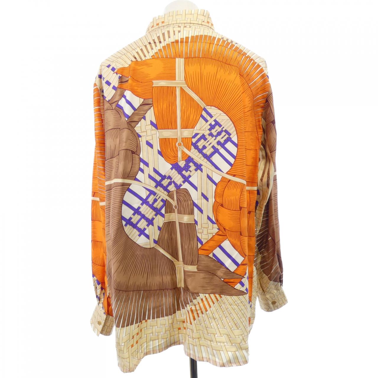 エルメス CHEMISE SUR MESURE シルクシャツ