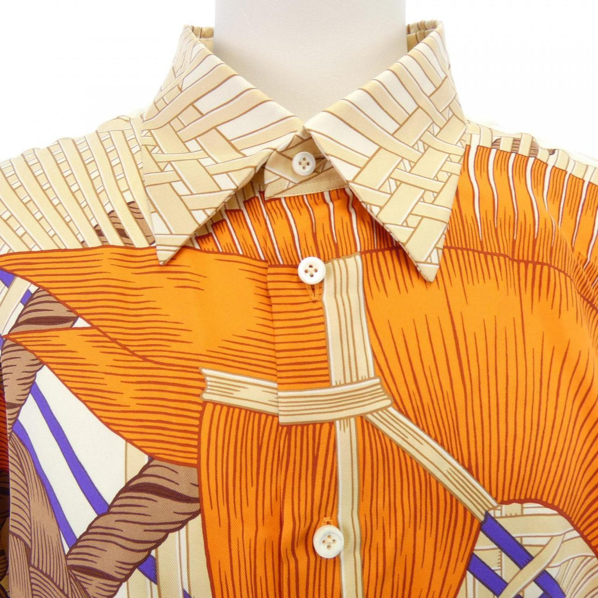 エルメス CHEMISE SUR MESURE シルクシャツ