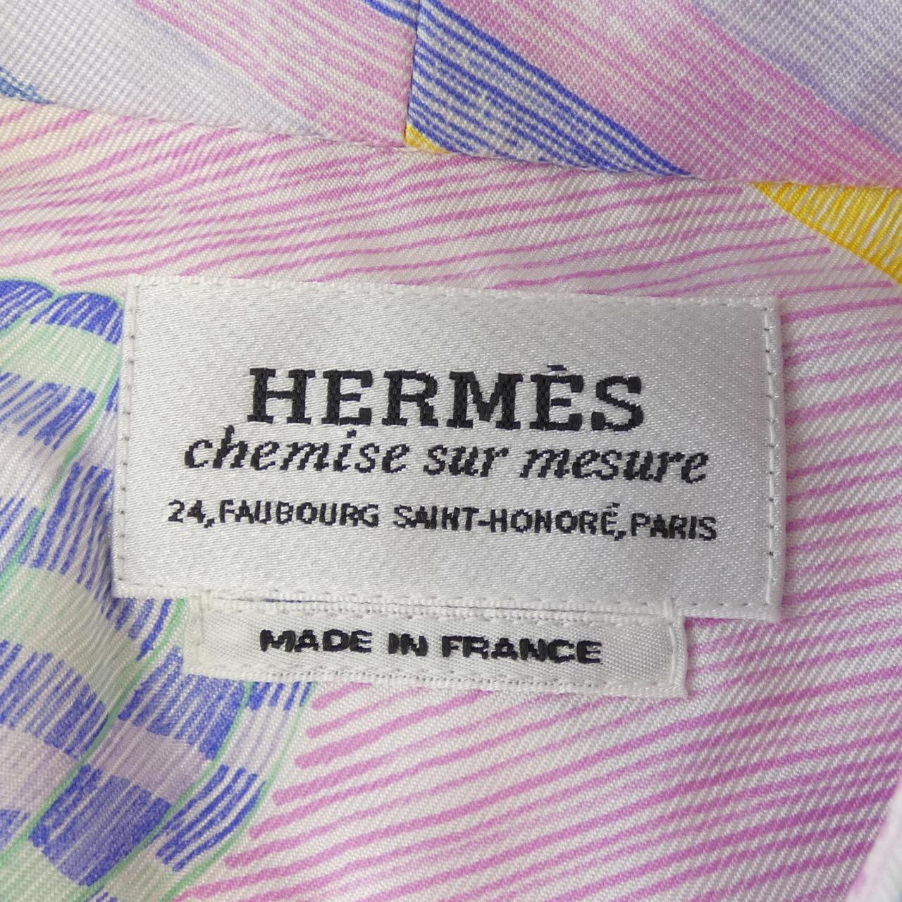 エルメス LES FOLIES DU FAUBOURG シルクシャツ
