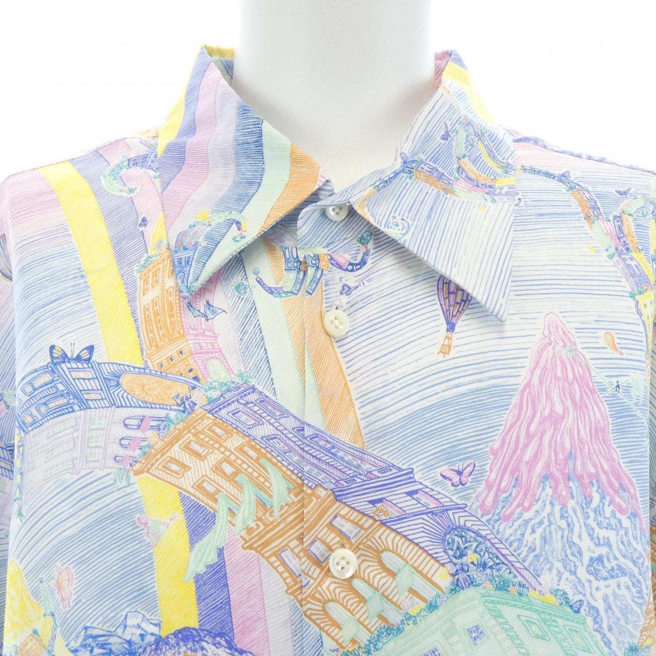 エルメス LES FOLIES DU FAUBOURG シルクシャツ