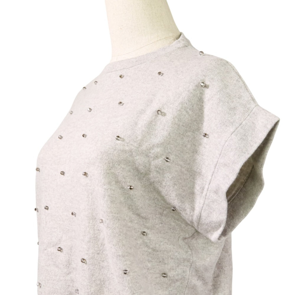 Brunello Cucinelli ガラスビーズ カシミヤ100% ショートスリーブニット