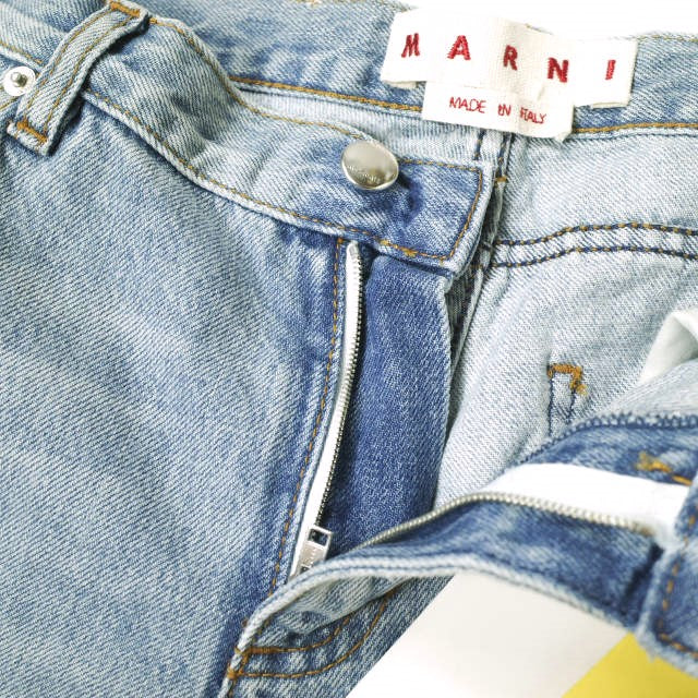 マルニ PAJD0344L0 コットン モヘヤ 牛革 デニムパンツ