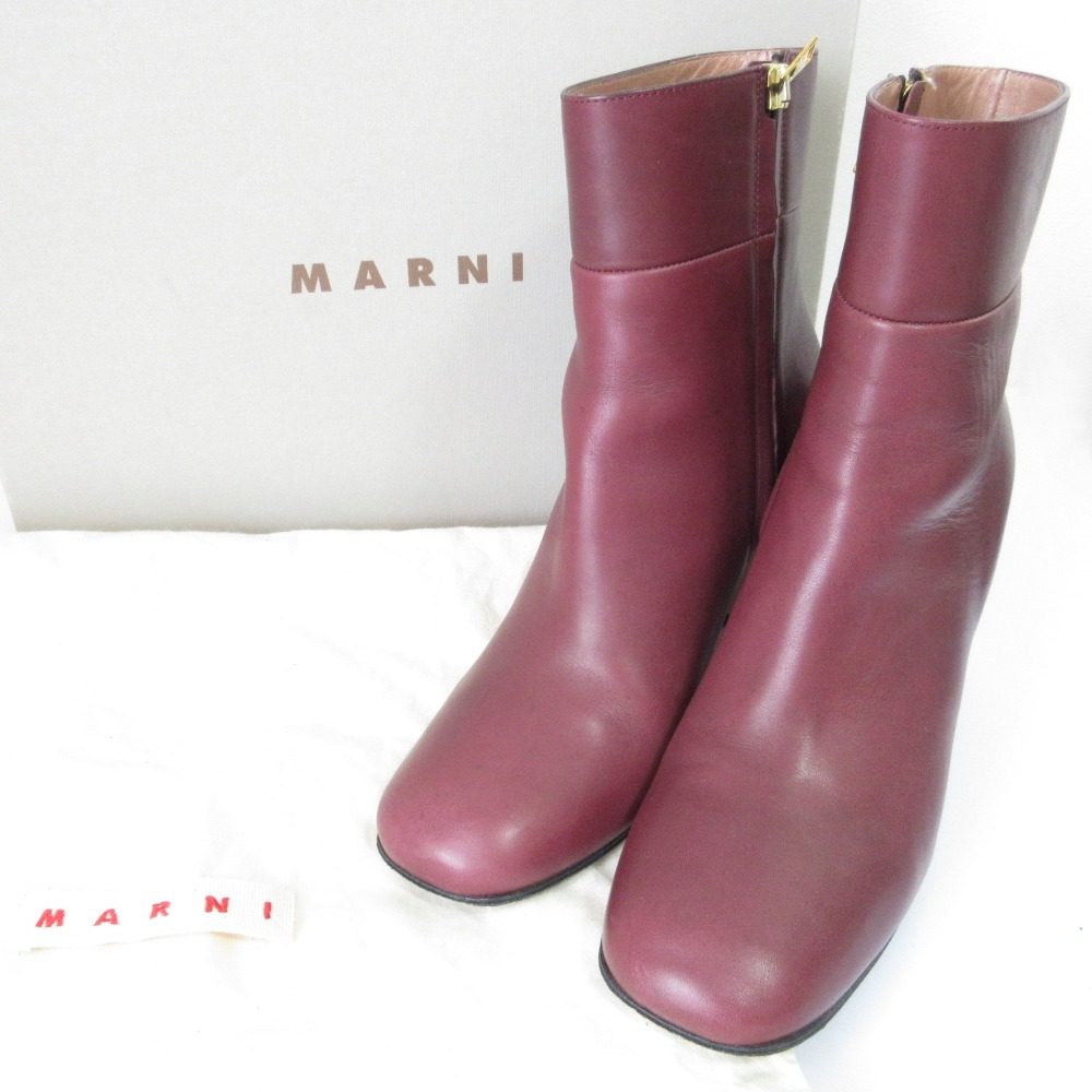 マルニ レザー ハイヒール アンクル ブーツ