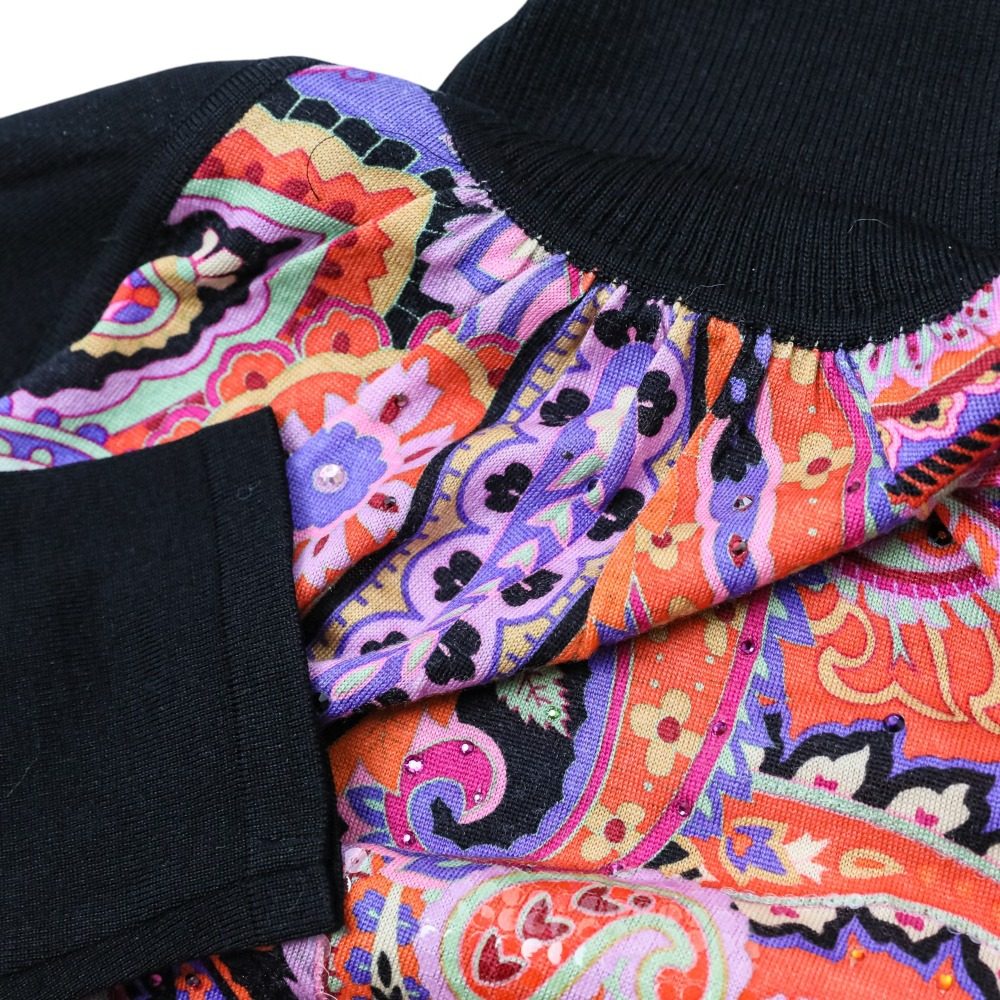 LEONARD FASHION ビジュー シルク混 タートルネック ニット