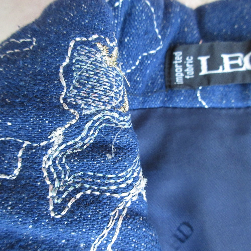 LEONARD 刺繍 シルク デニム ロング ジャケット