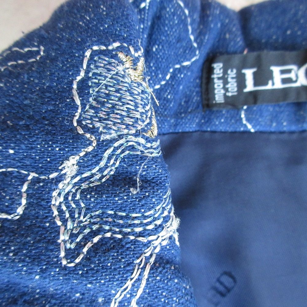 LEONARD 刺繍 シルク デニム ロング ジャケット