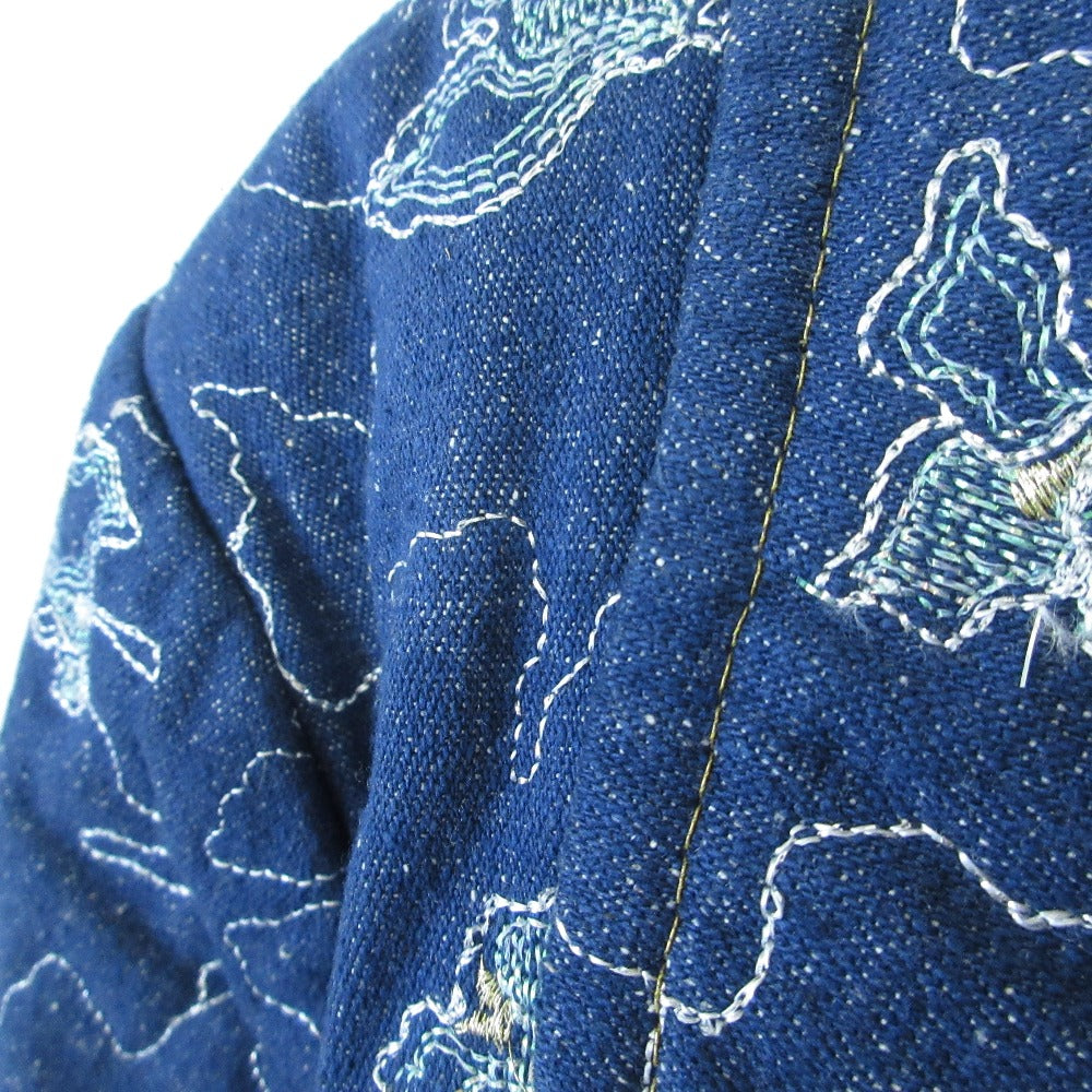LEONARD 刺繍 シルク デニム ロング ジャケット