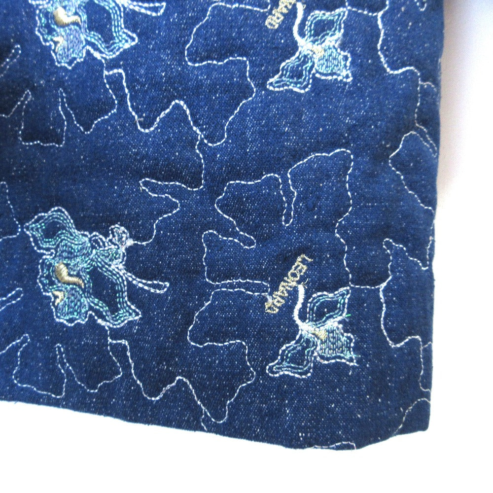 LEONARD 刺繍 シルク デニム ロング ジャケット