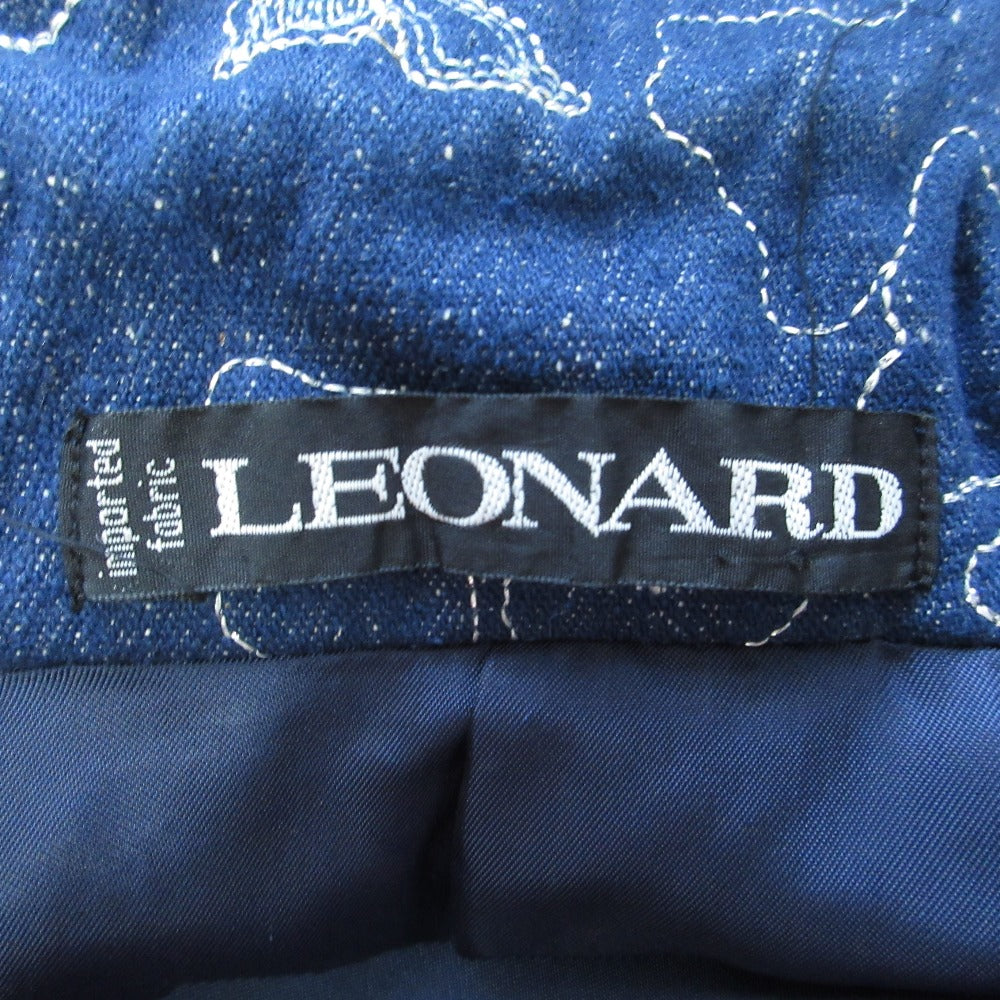 LEONARD 刺繍 シルク デニム ロング ジャケット