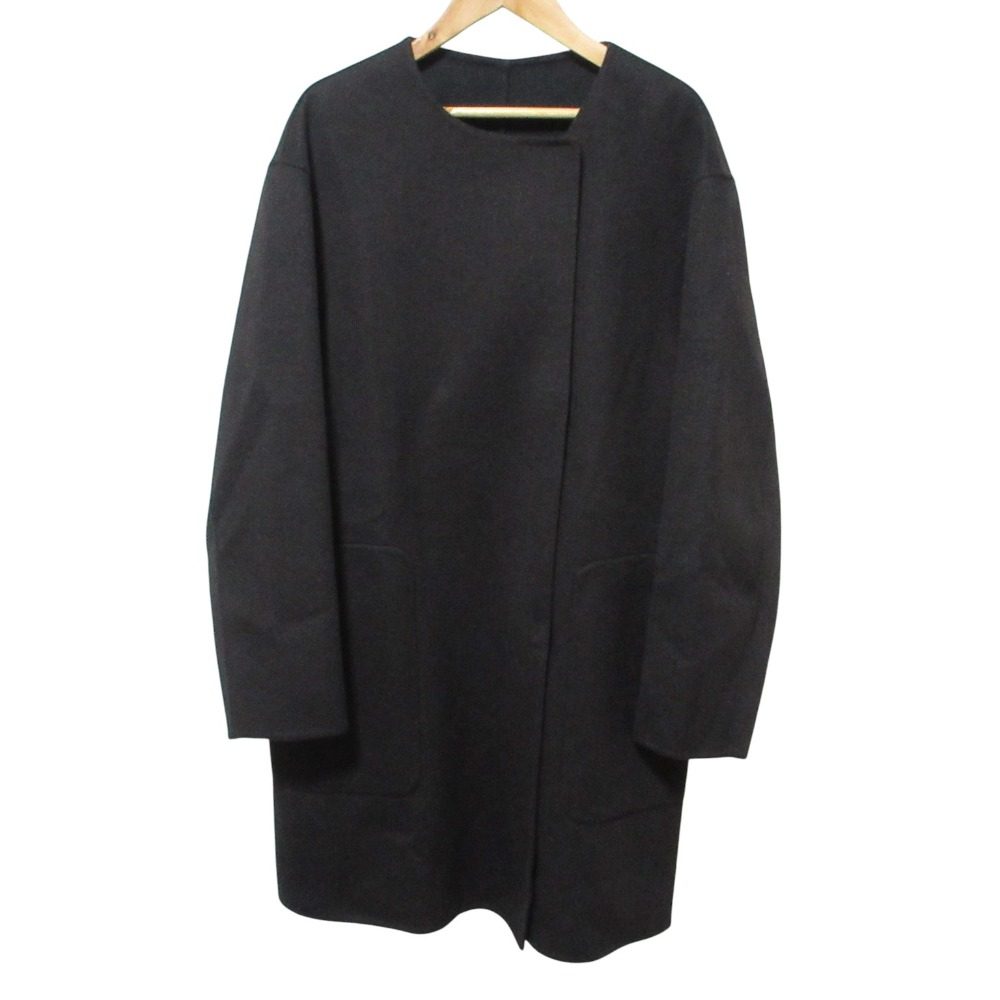 ICB カシミヤ ブレンド ウール ノーカラー コート