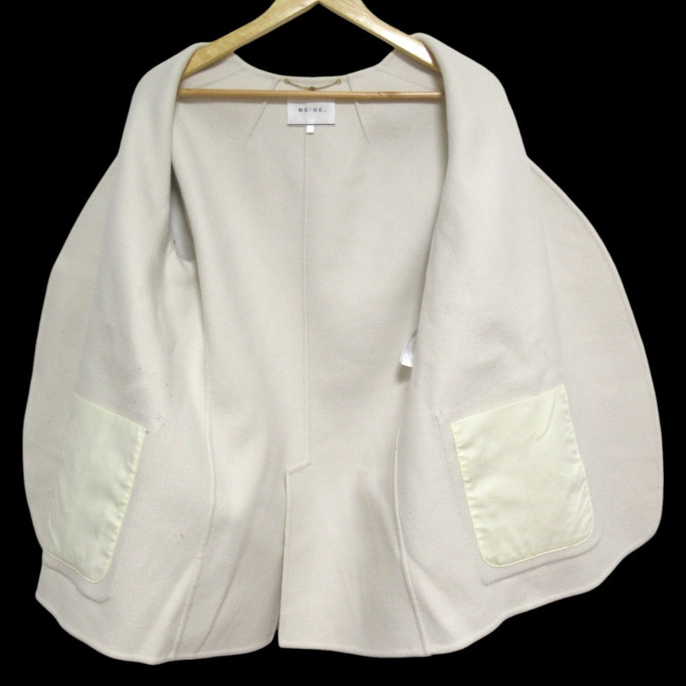 ベージュ ACTON ジャケット ウール ノーカラー ジャケット
