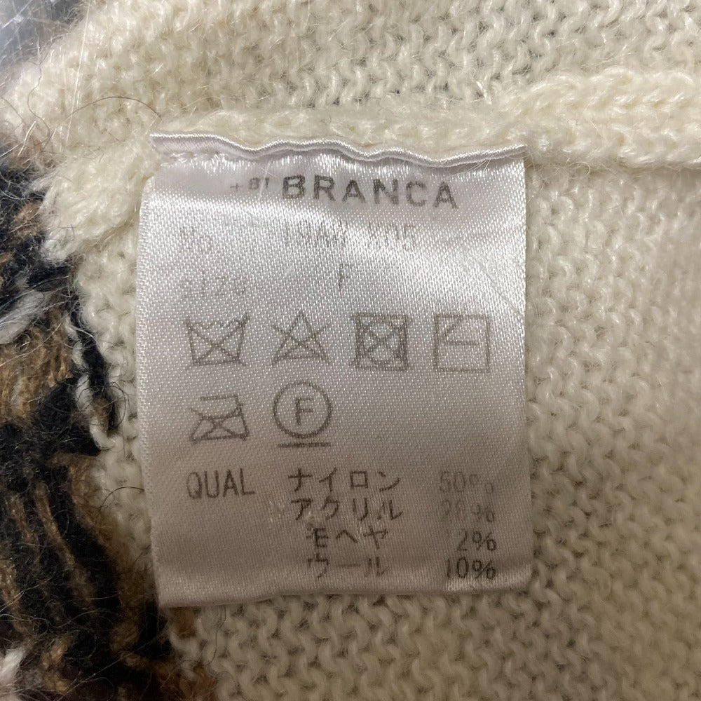 +81 BRANCA モヘヤブレンドノルディック柄ロングニットカーディガン