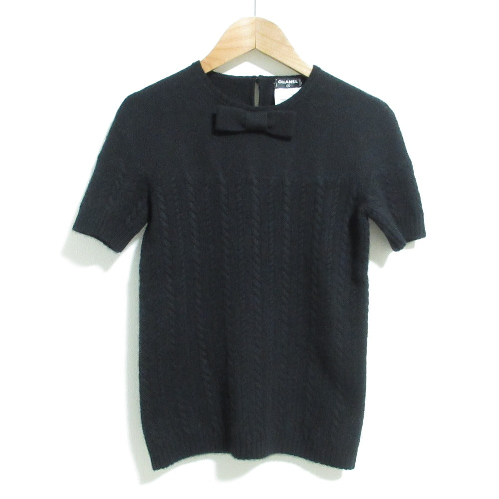 シャネル カシミヤショートスリーブケーブルニットセーター