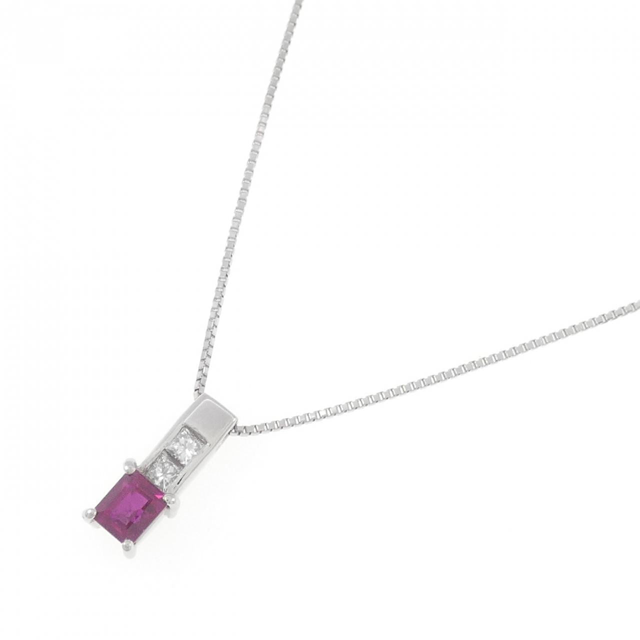 Pt ルビー ダイヤモンド ネックレス