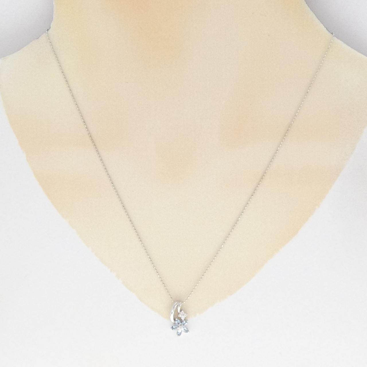 Au750フラワーアクアマリンダイヤモンドネックレス