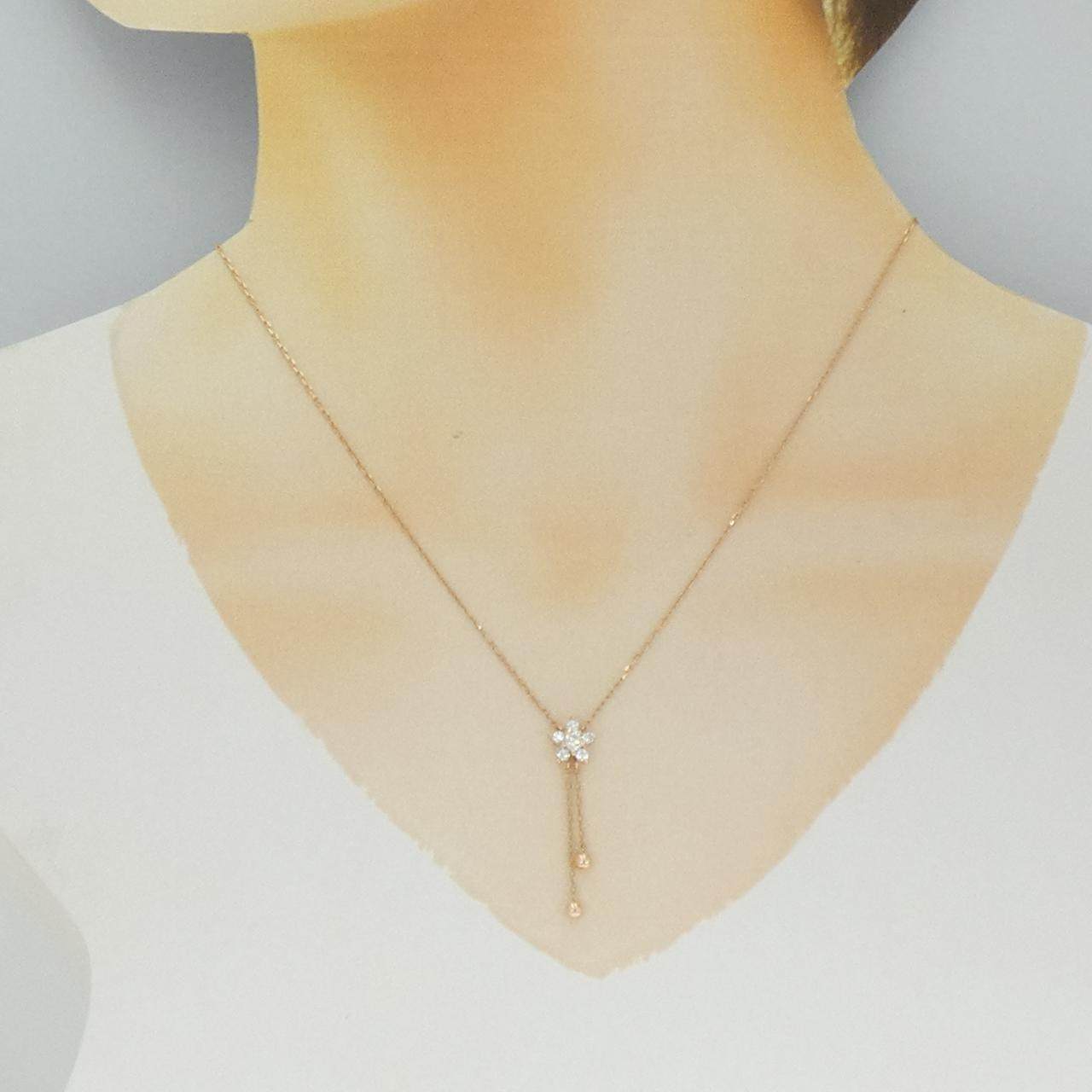 K10ピンクゴールドキュービックジルコニアネックレス