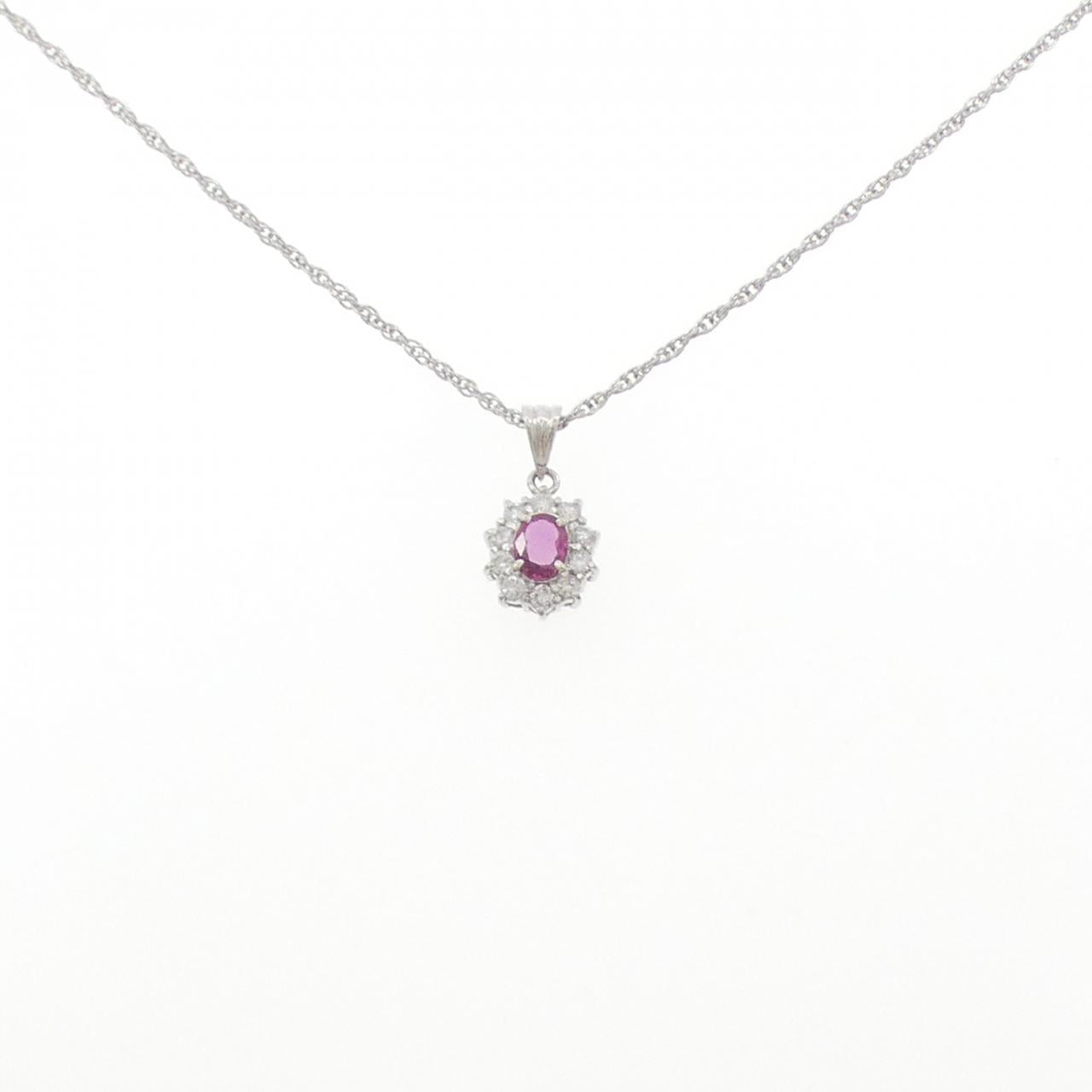 プラチナ850 ルビー ダイヤモンドネックレス
