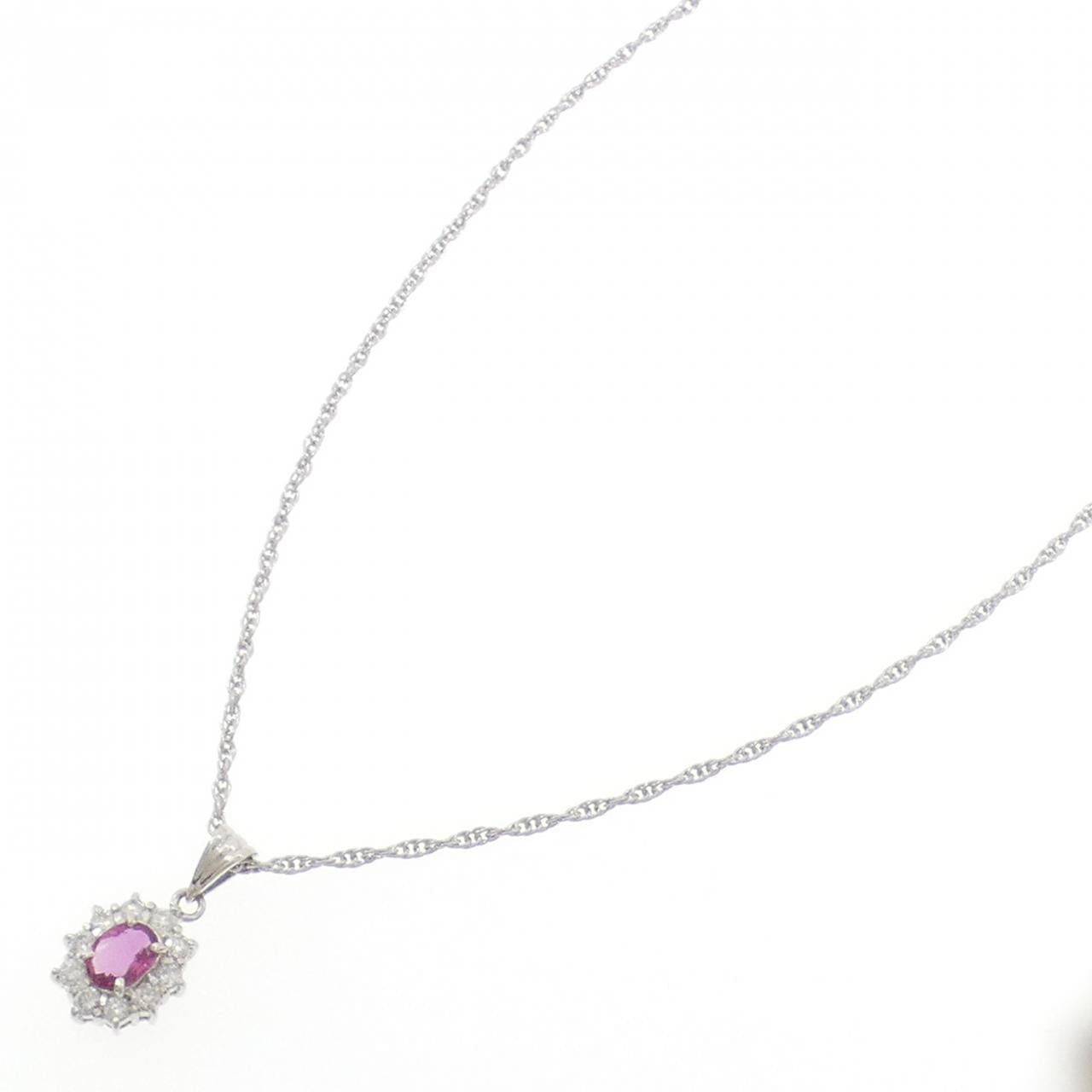 プラチナ850 ルビー ダイヤモンドネックレス