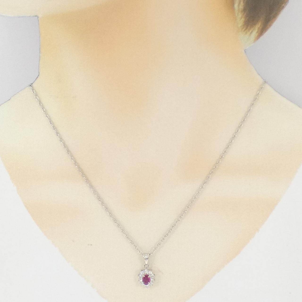 プラチナ850 ルビー ダイヤモンドネックレス