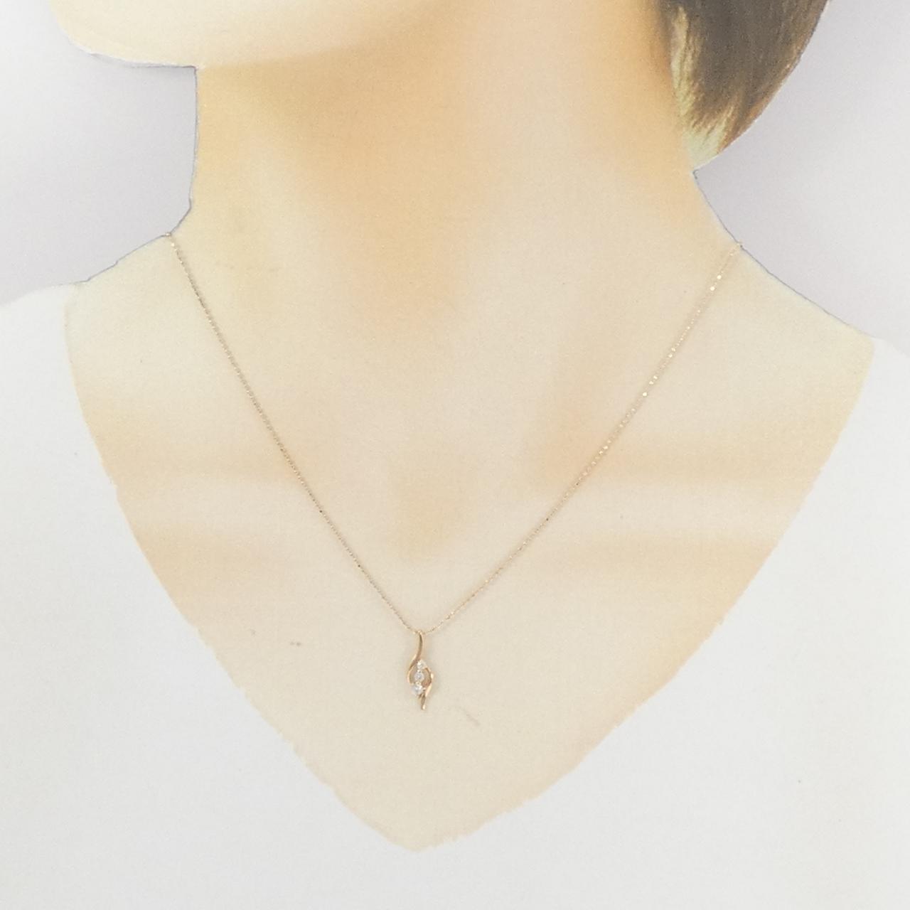 K10ピンクゴールドダイヤモンドネックレス