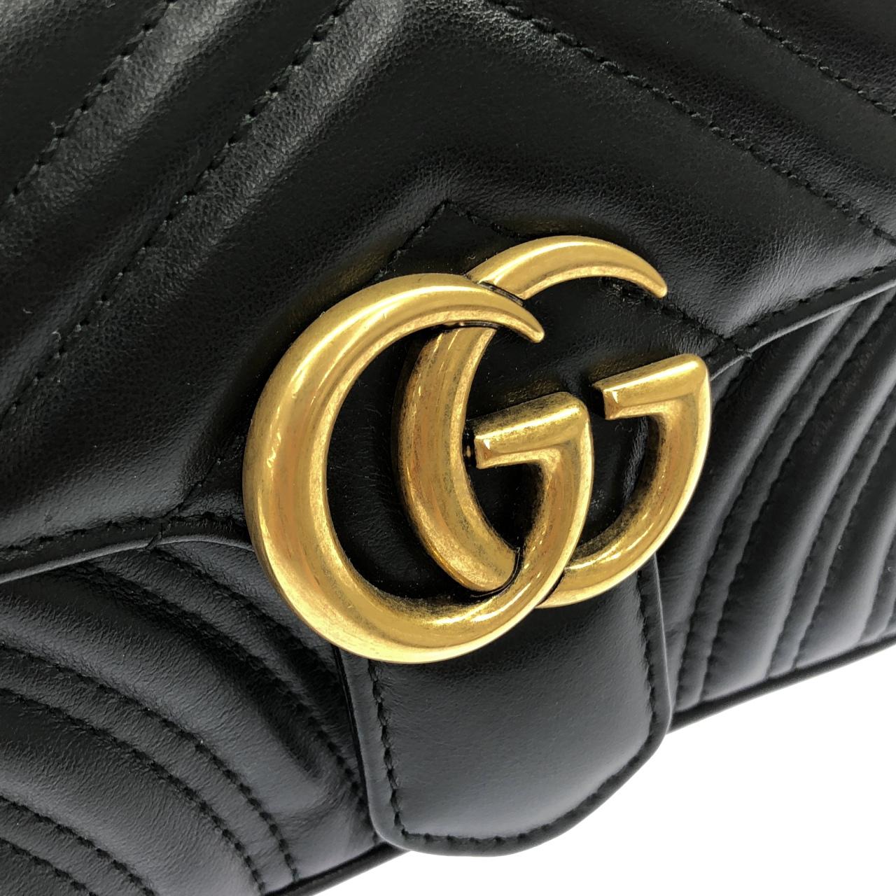 グッチ GGマーモント キルティングシェブロンレザー ショルダーバッグ