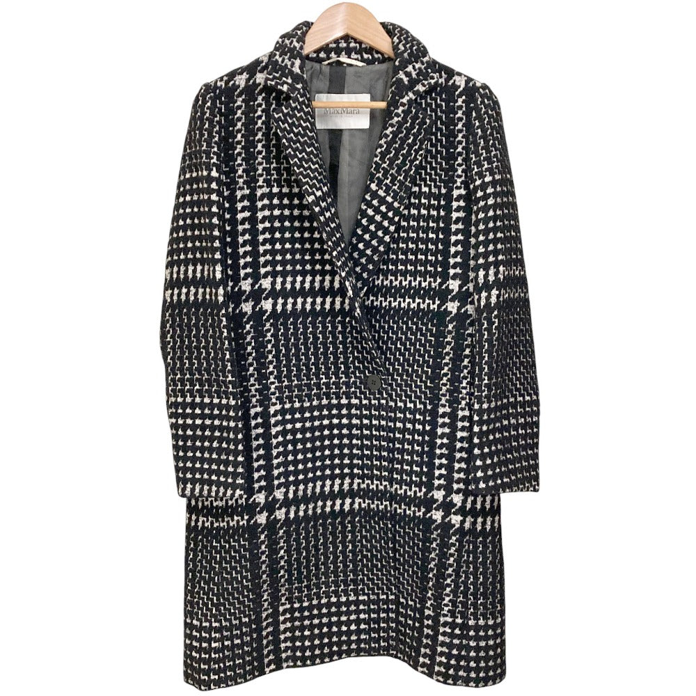 マックスマーラ チェック ツイード ロング チェスターコート