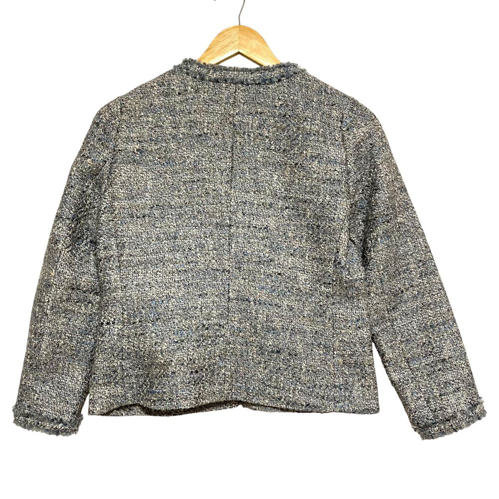 セオリー WILSHIRE TWEED FRINGE SLIM ツイードノーカラージャケット