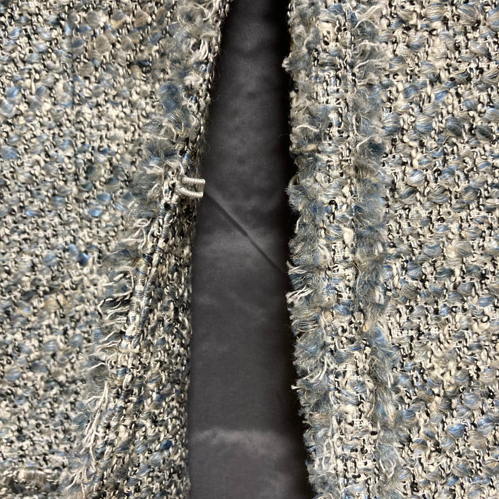 セオリー WILSHIRE TWEED FRINGE SLIM ツイードノーカラージャケット
