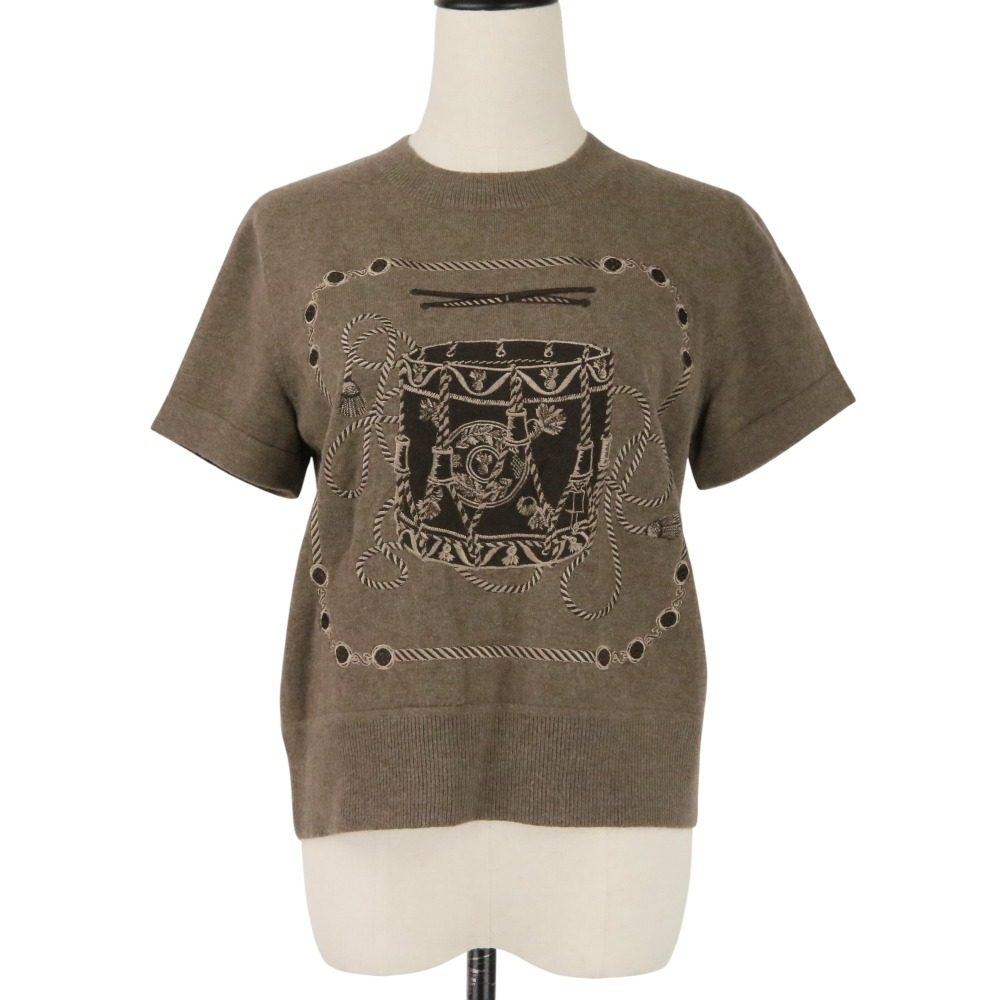 エルメス Les Tambours ウールショートスリーブニットトップス40