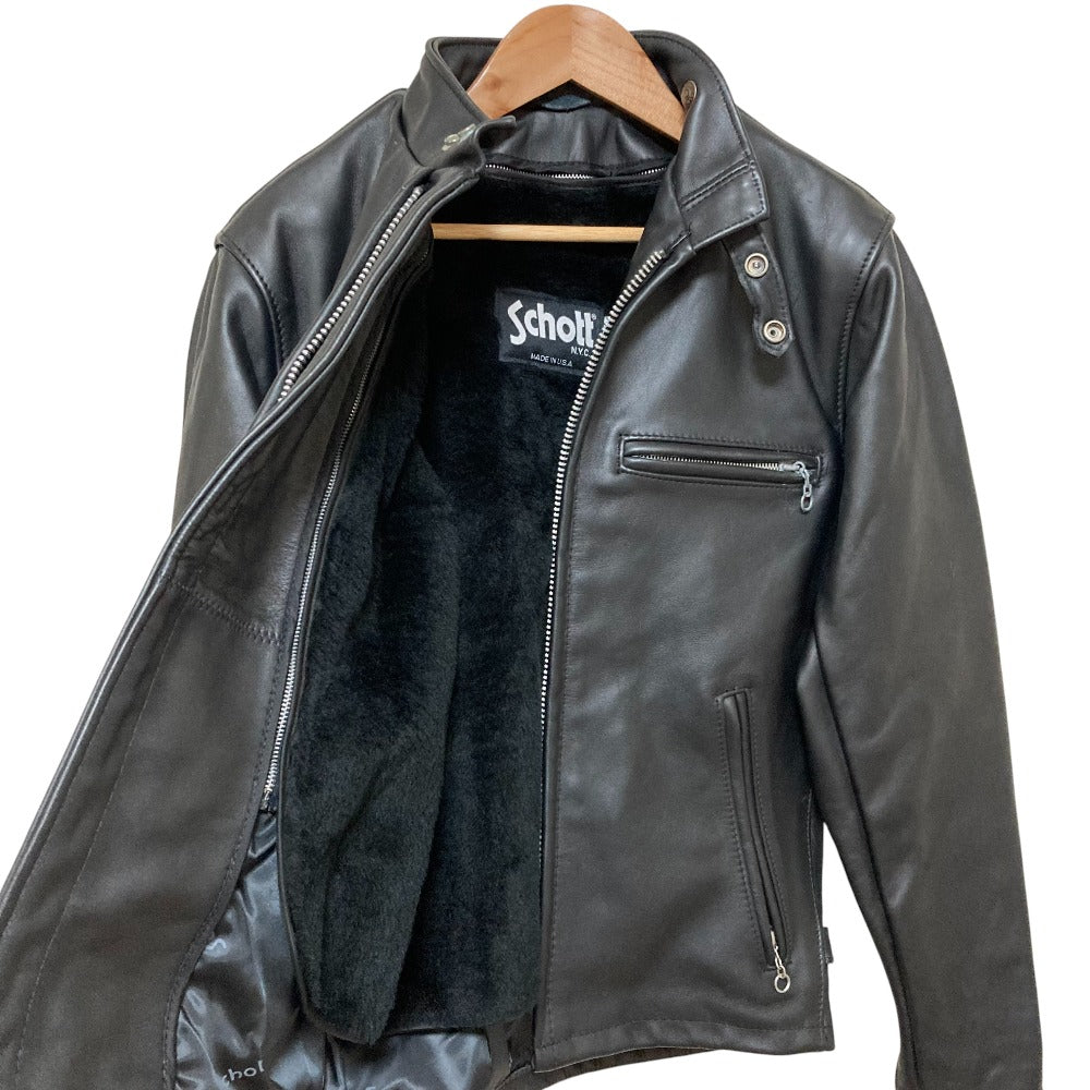 ショット 641レザーシングルライダースジャケットライナー付き