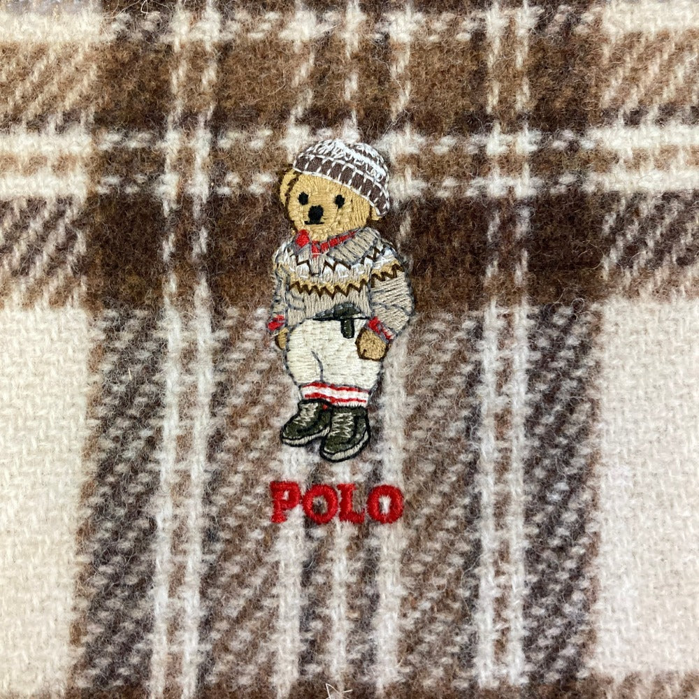 ポロラルフローレン チェックフリンジマフラー