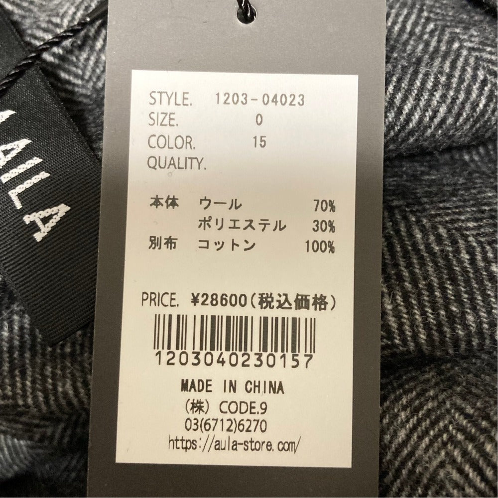 アウラアイラ ヘリンボーンウールシャツワンピース