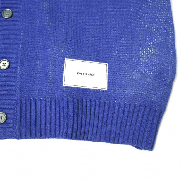 WHITELAND スクール ロゴ カーディガン ブルー