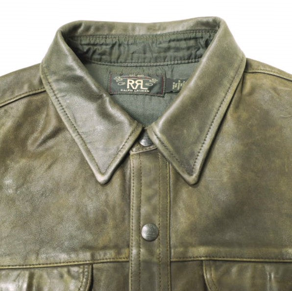 ダブルアールエル Hand-Distressed Leather オーバーシャツ
