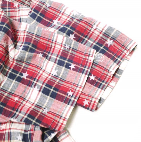 uniform experiment スター プラッド ミックス コットン シャツ