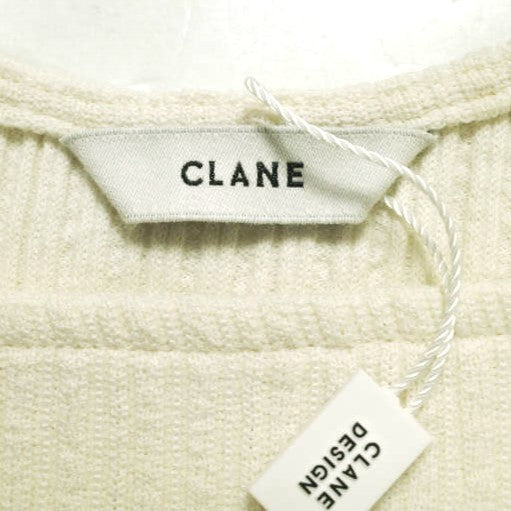 CLANE リブ ディープ ネック トップス コットン ポリエステル