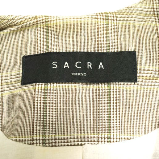 SACRA グレン チェック リネン コットン コート