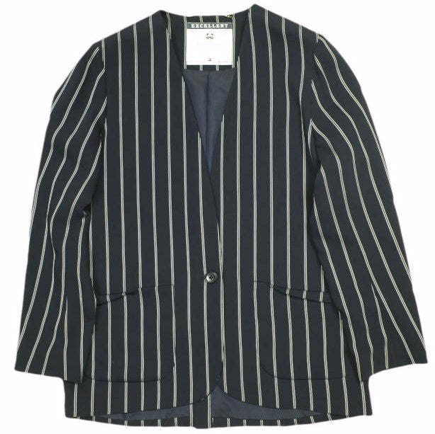 JOURNAL STANDARD L'ESSAGE ストライプ ノーカラージャケット