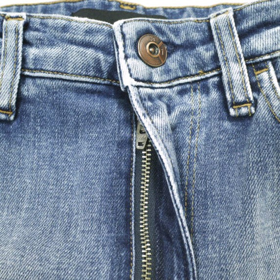 スリーバイワン EMPIRE CROP FLARE コットンポリウレタンデニムパンツ