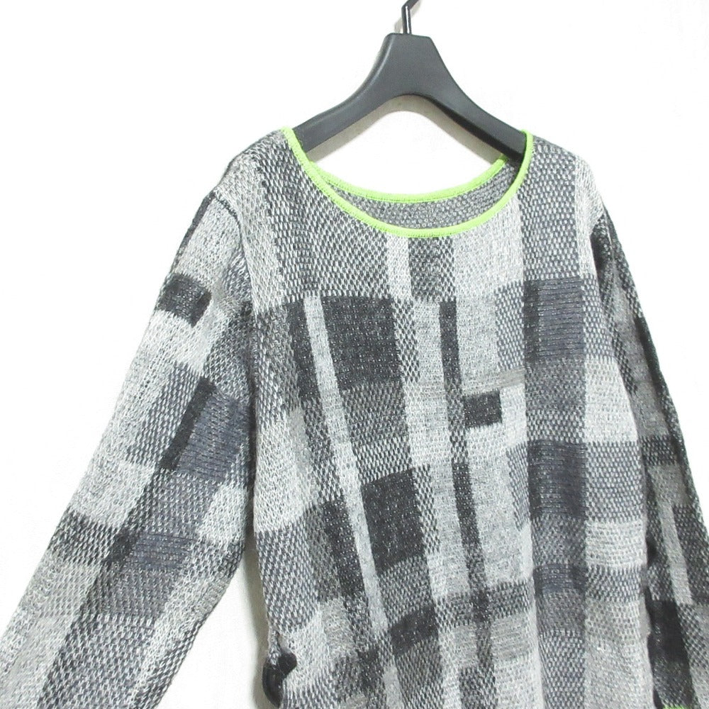 アメリ BIG CHECK LACE UP ニットワンピース