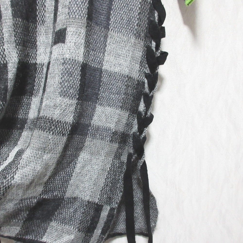 アメリ BIG CHECK LACE UP ニットワンピース