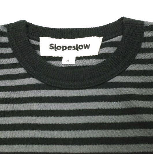 スロープスロウ コットンインターロック ストライプTシャツ