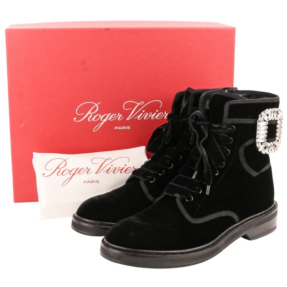 ロジェヴィヴィエ VIV RANGERS STRASS B FABR BOOTIE ベルベットブーツ
