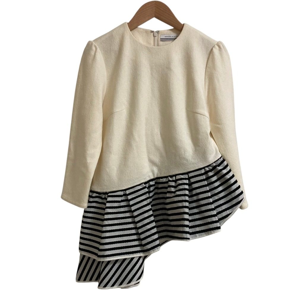 ボーダーズアットバルコニー WOOL RUFFLED TEE ウールブラウス