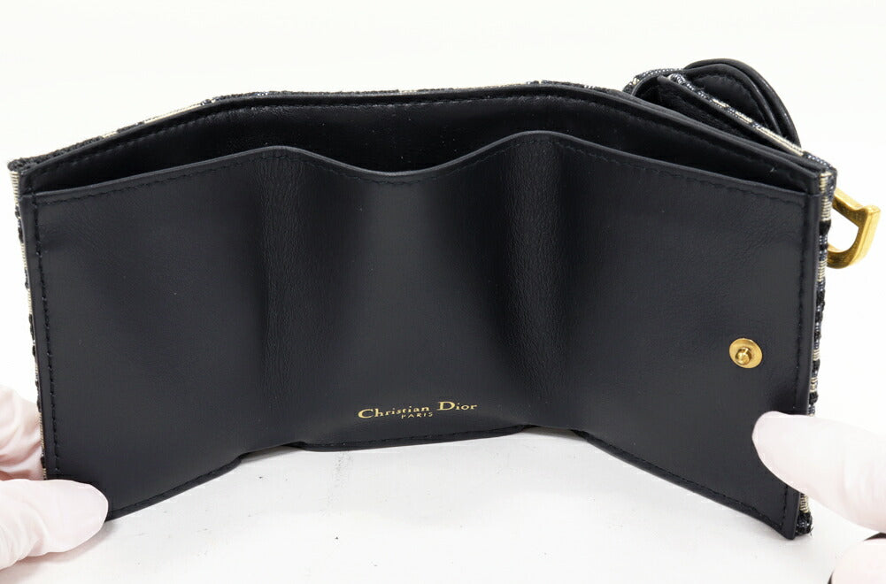 ディオール サドル オブリーク キャンバス カーフ 三つ折り財布