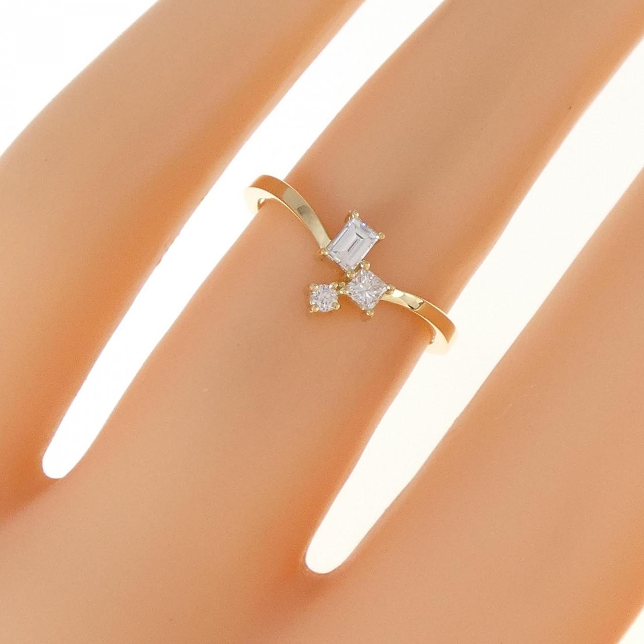 AHKAH モザイク ソラナ Au750 ダイヤモンド リング