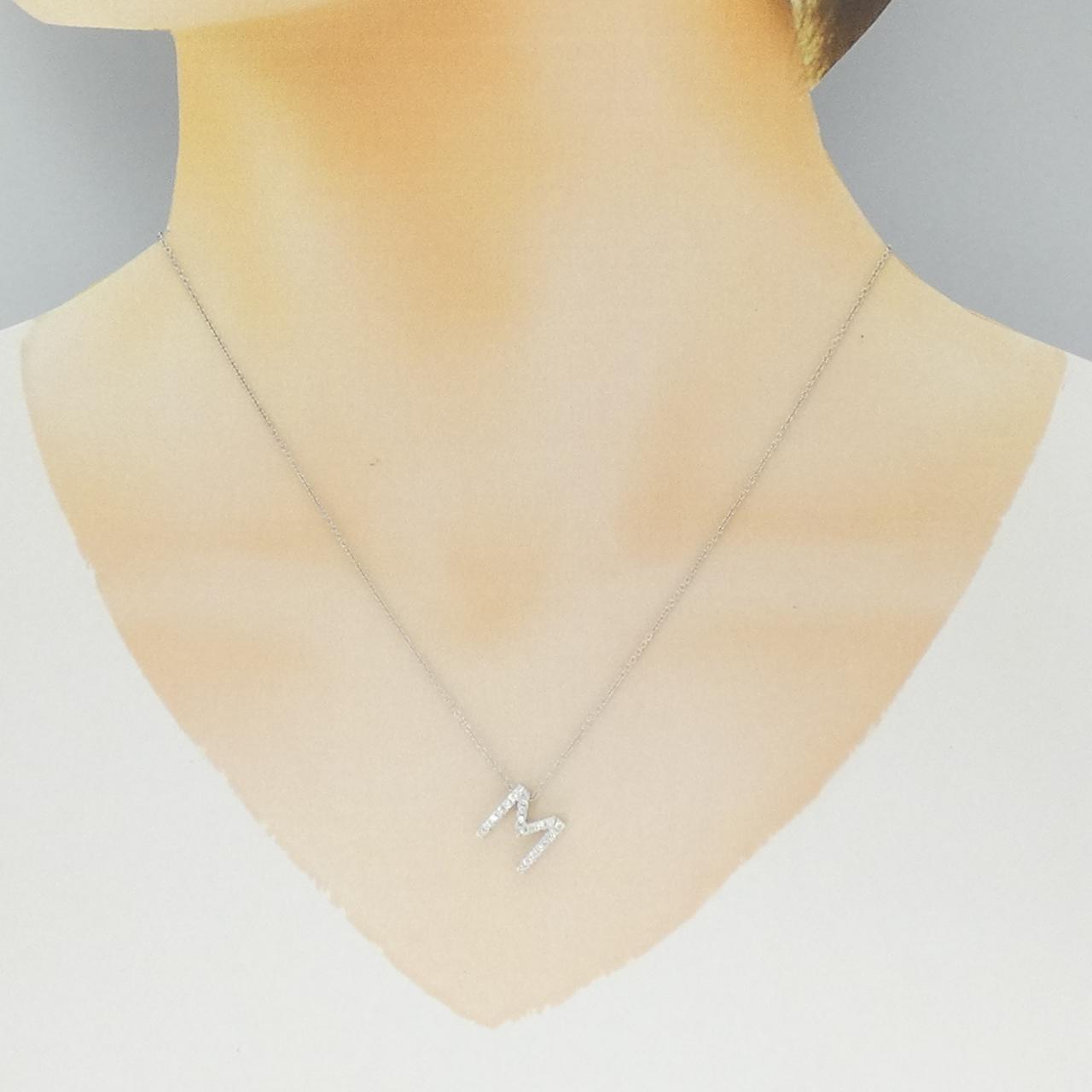 K18WG ダイヤモンド イニシャルM ネックレス