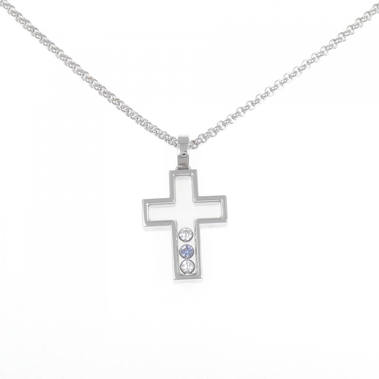 ショパール 750 ホワイト ゴールド サファイア ダイヤモンド ネックレス