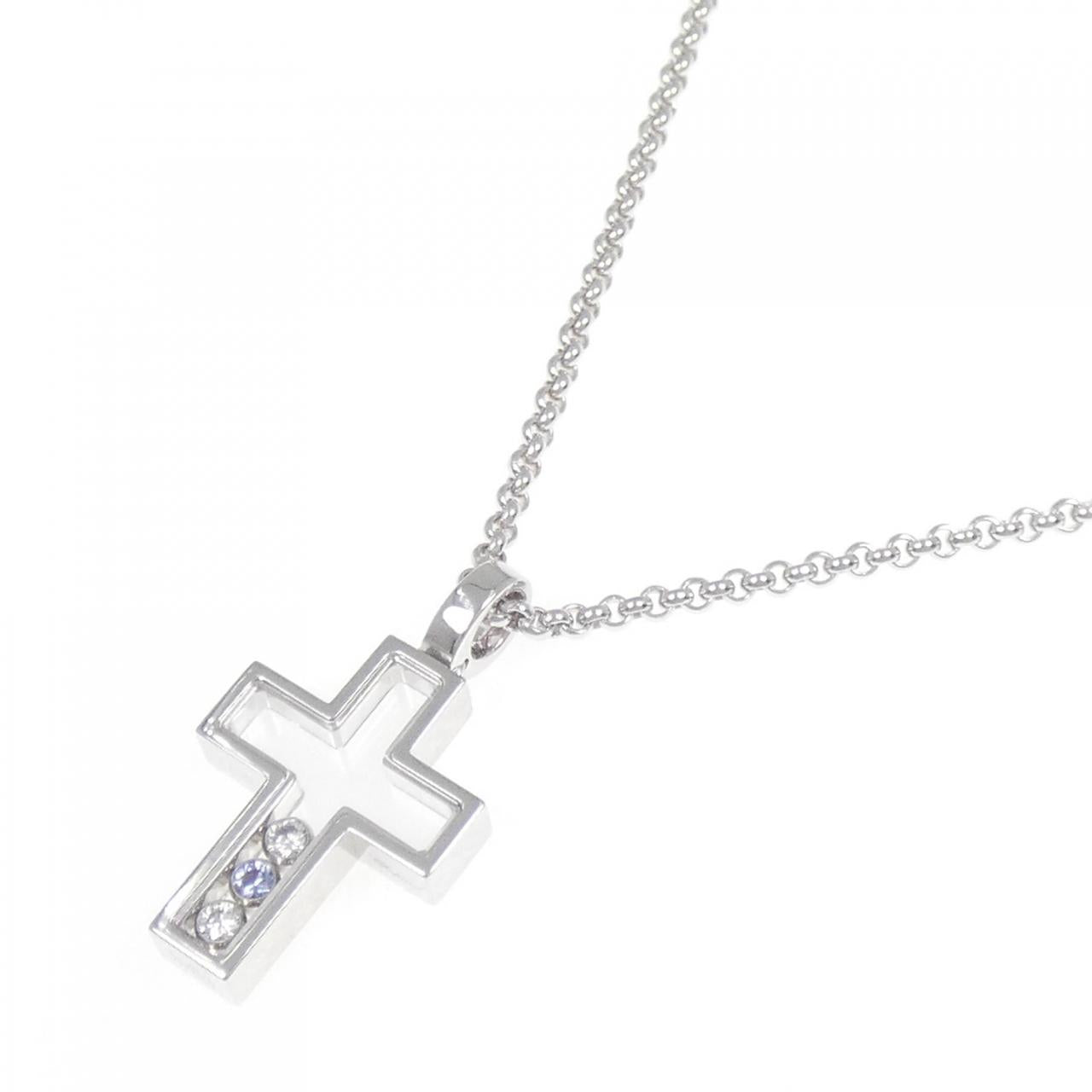 ショパール 750 ホワイト ゴールド サファイア ダイヤモンド ネックレス